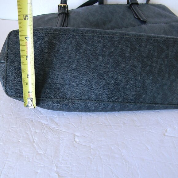 MICHAEL KORS JET SET NAVY BLUE DOUBLE POCKET TOTE SHOULDER BAG PURSE MK LOGO - Picture 7 of 9